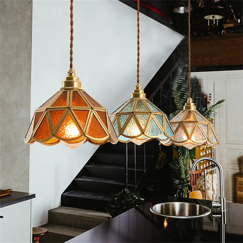 suspension nordique vintage loft en laiton verre rétro éclairage décoratif
