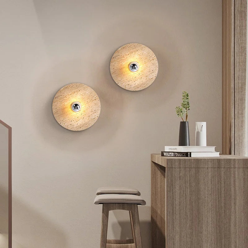 applique murale rétro en pierre naturelle design scandinave à led