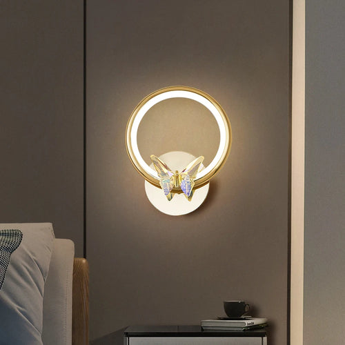 applique murale led en cristal motif papillon montage en surface