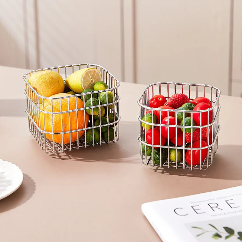 panier de rangement en acier inoxydable pour fruits et légumes