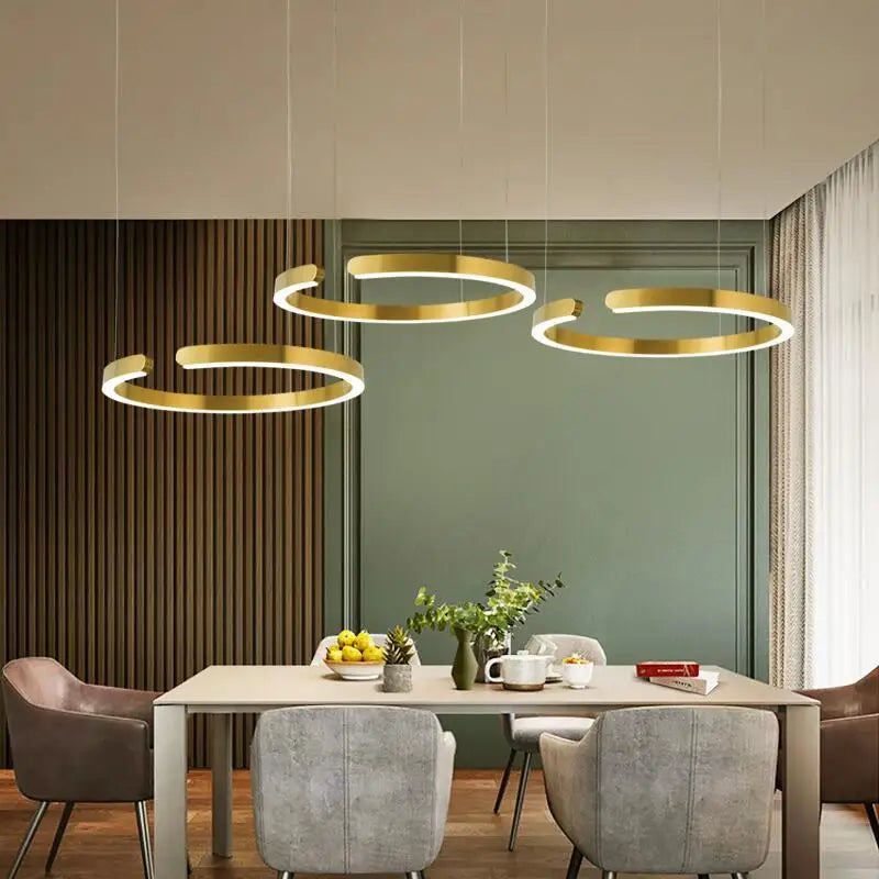 suspension LED en anneaux de luxe pour ambiance moderne