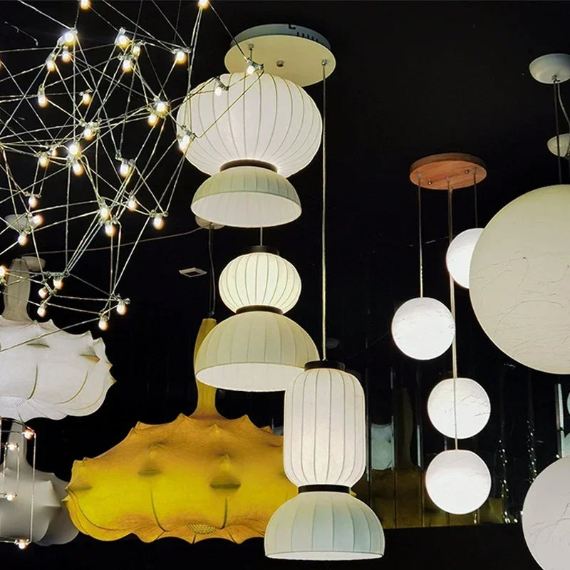 lustre led en soie minimaliste style nordique wabi sabi