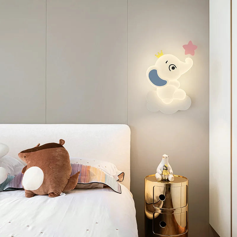 appliques murales led mignonnes en forme d'éléphant pour enfants