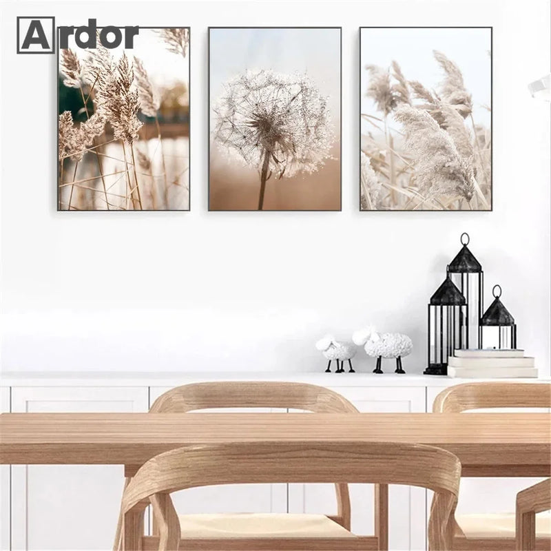 art mural plantes oiseaux et paysages nordiques décoratif