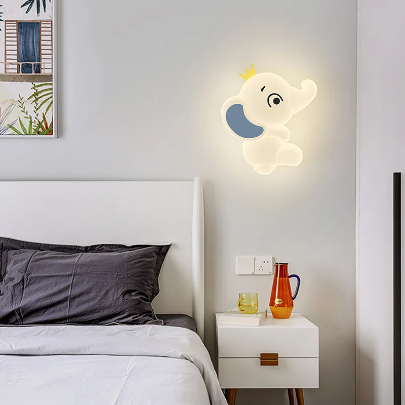 appliques murales led mignonnes en forme d'éléphant pour enfants
