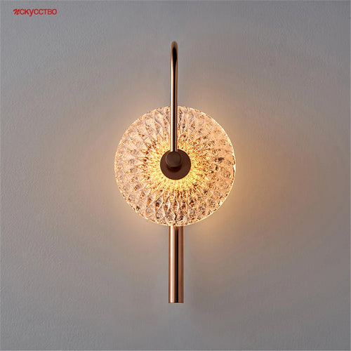 applique murale led ronde en verre de luxe pour éclairage artistique