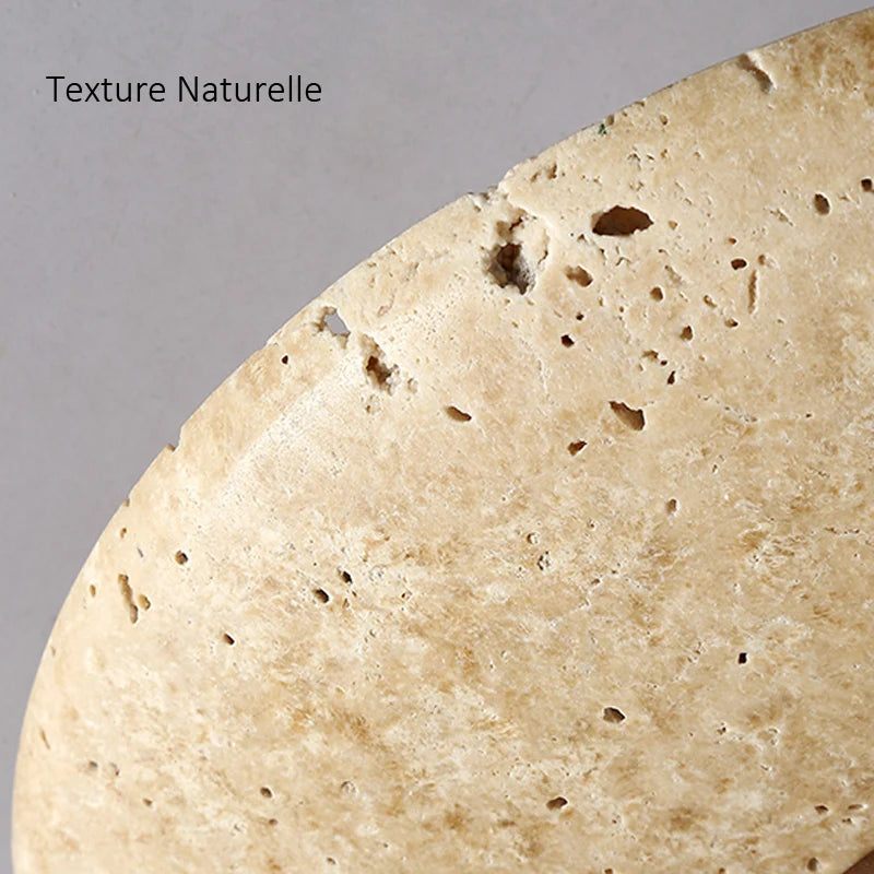 plafonnier wabi sabi en travertin forme de disque pour intérieur et extérieur