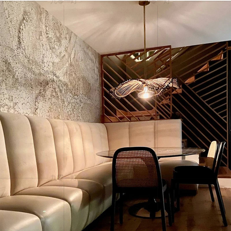 Suspension design en rotin style chinois apaisant
