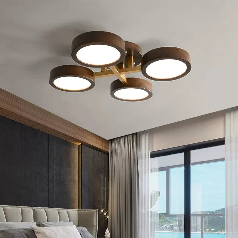 lustre led moderne en bois pour décoration intérieure élégante