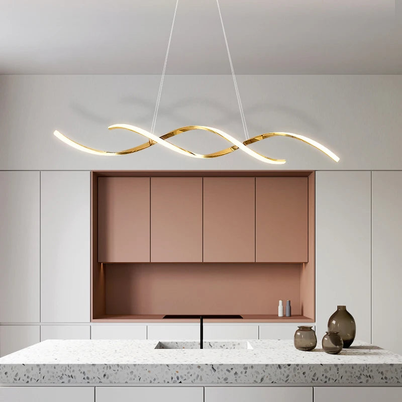 lustre moderne minimaliste en acier inoxydable pour restaurant et bar