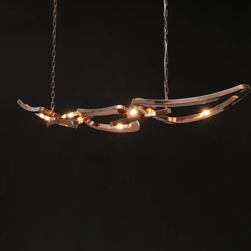 lustre de luxe en acier inoxydable pour bar et restaurant