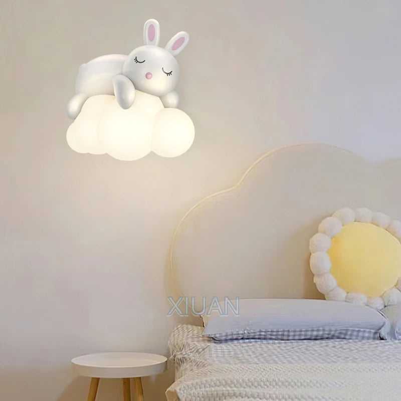 applique murale ours polaire et lapin pour chambre d'enfants