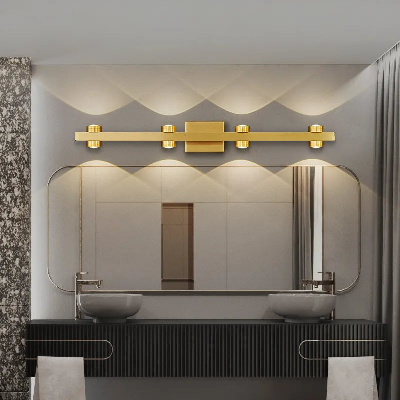 Applique murale moderne miroir LED dorée
