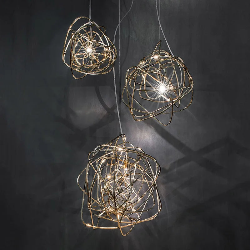 lustre postmoderne minimaliste en acier inoxydable de style nordique