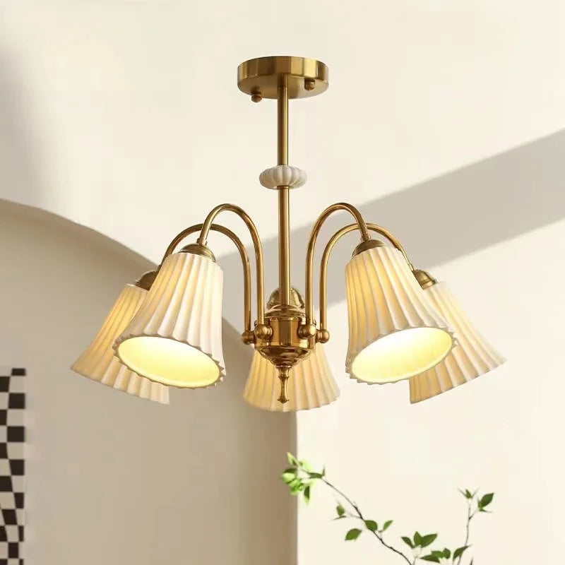 lustre rétro français en céramique et cuivre style américain design