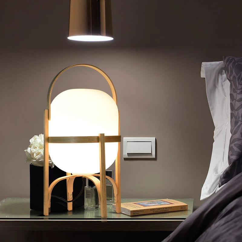 lampe sur pied bois moderne art éclairage table salon étude chambre portable