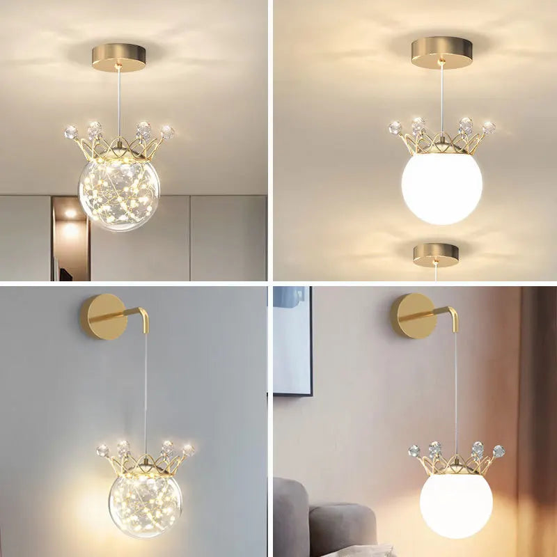 Applique murale suspendue en forme de couronne de cristal