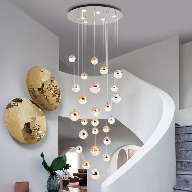 lustre long moderne minimaliste pour villa nordique acrylique sphérique