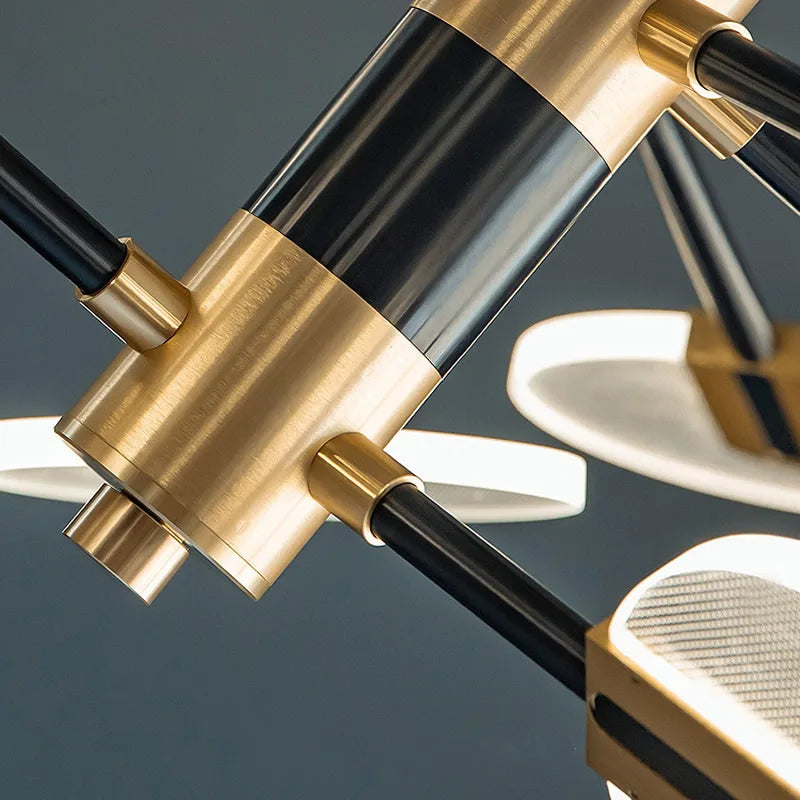 lustre nordique en fer avec led rotative créative