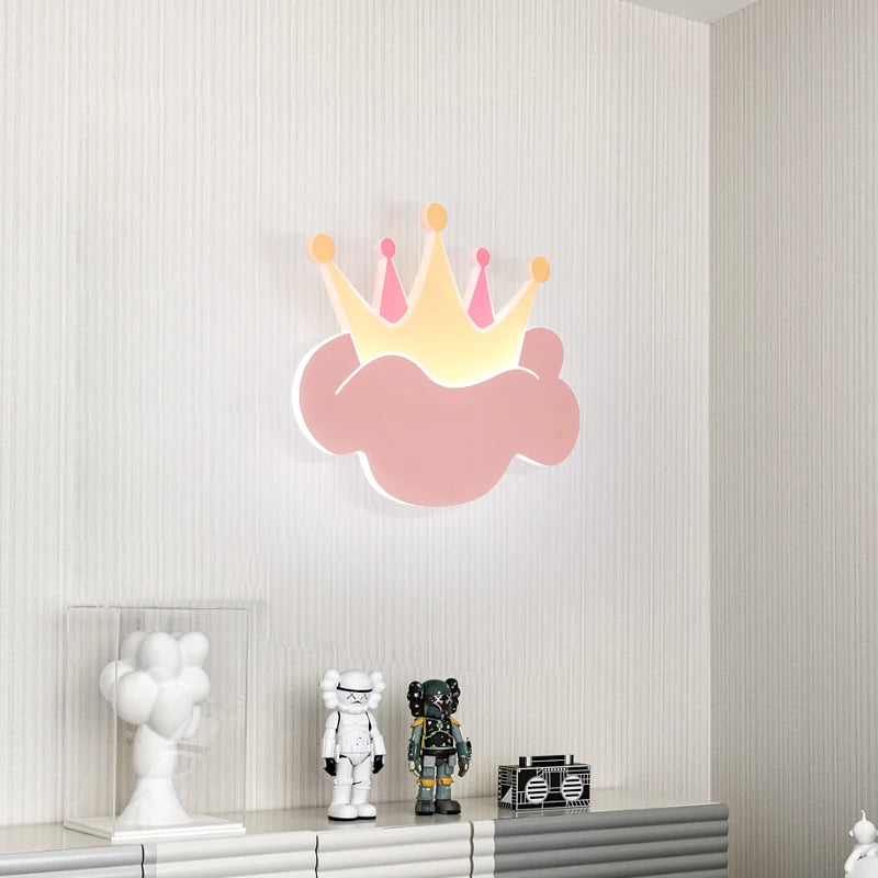 applique murale couronne avec télécommande pour chambre d'enfant