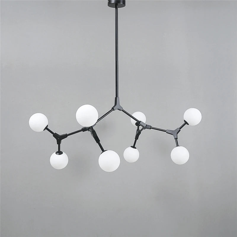 lustre nordique led créatif avec abat-jour multicolore en verre
