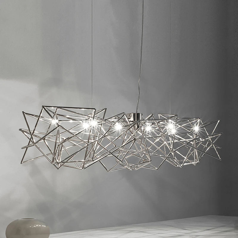 lustre post-moderne de luxe design italien nordique étoile rectangulaire