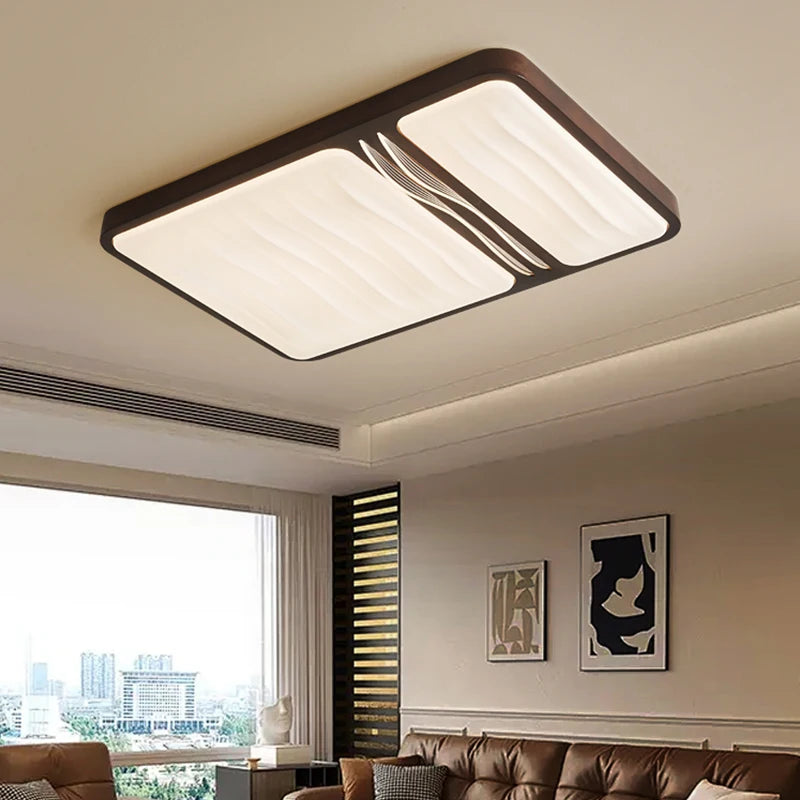 plafonnier à spectre complet en noyer noir rectangulaire