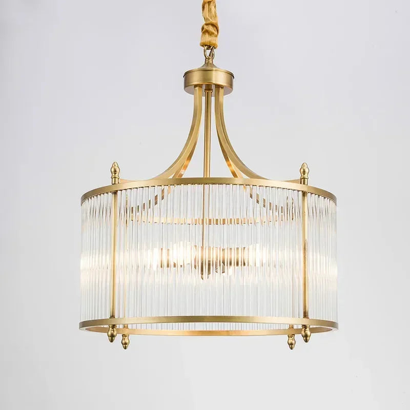 lustre de luxe moderne en cuivre doré avec éclairage led