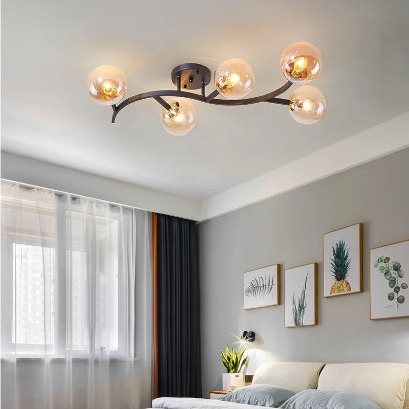 lustre nordique en verre boule pour décoration maison loft