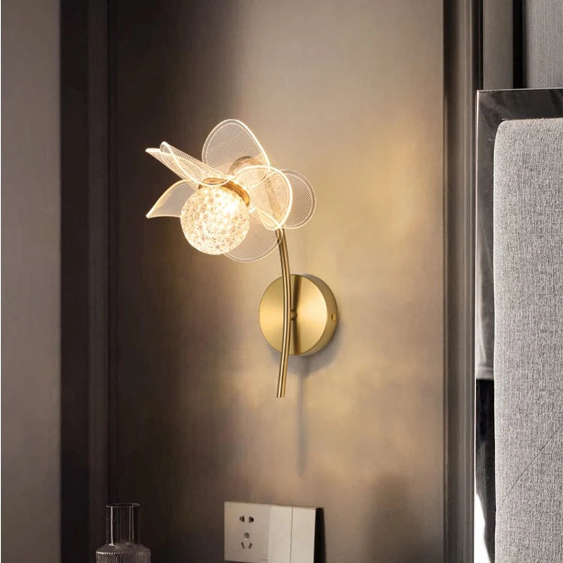 applique murale led de luxe en forme de fleur décorative