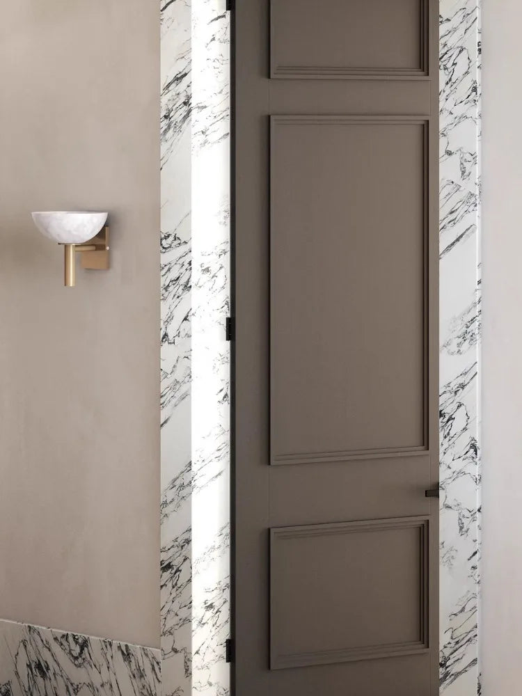 applique murale circulaire en marbre et cuivre style antique moderne