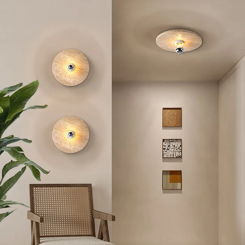 applique murale rétro en pierre naturelle design scandinave à led