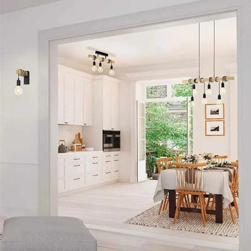 lustre moderne en bois massif créatif suspension pour restaurant