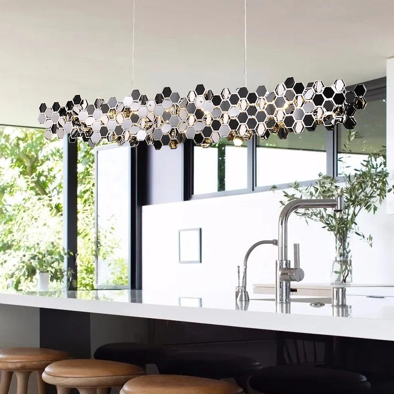 lustre de luxe post-moderne en acier inoxydable pour restaurant
