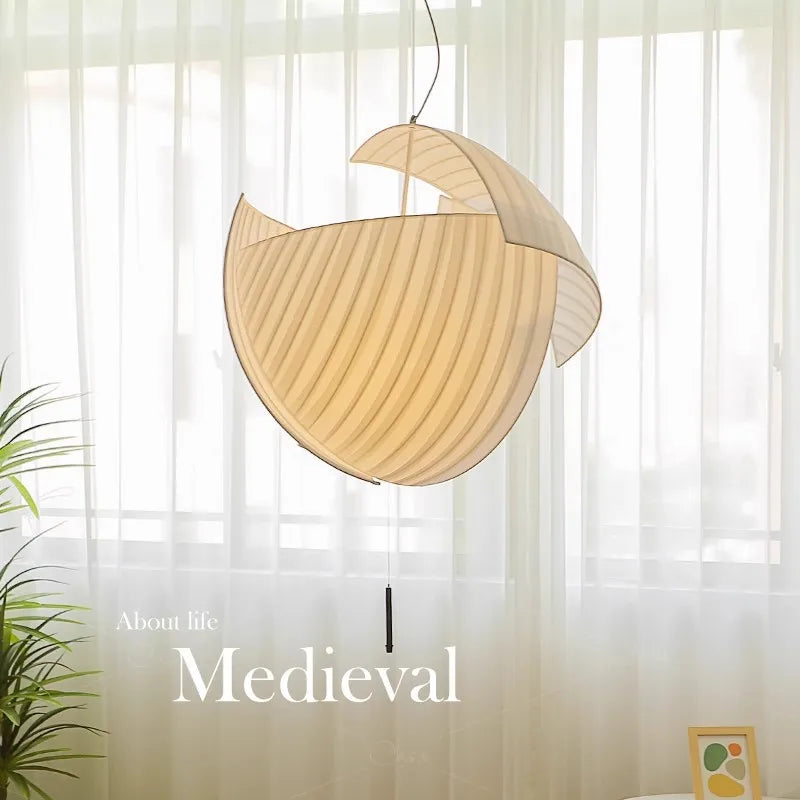 lustre wabi-sabi led en soie japonaise pour décoration maison