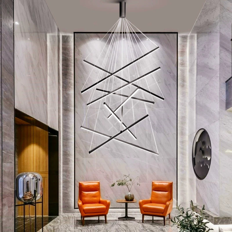 lustre moderne minimaliste duplex led longue suspension
