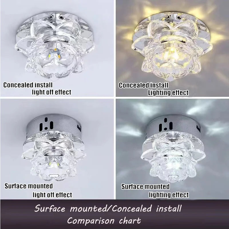 plafonnier led en cristal pour décoration intérieure moderne