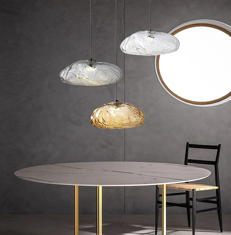 lustre en verre design créatif nuage luminaire décoratif intérieur