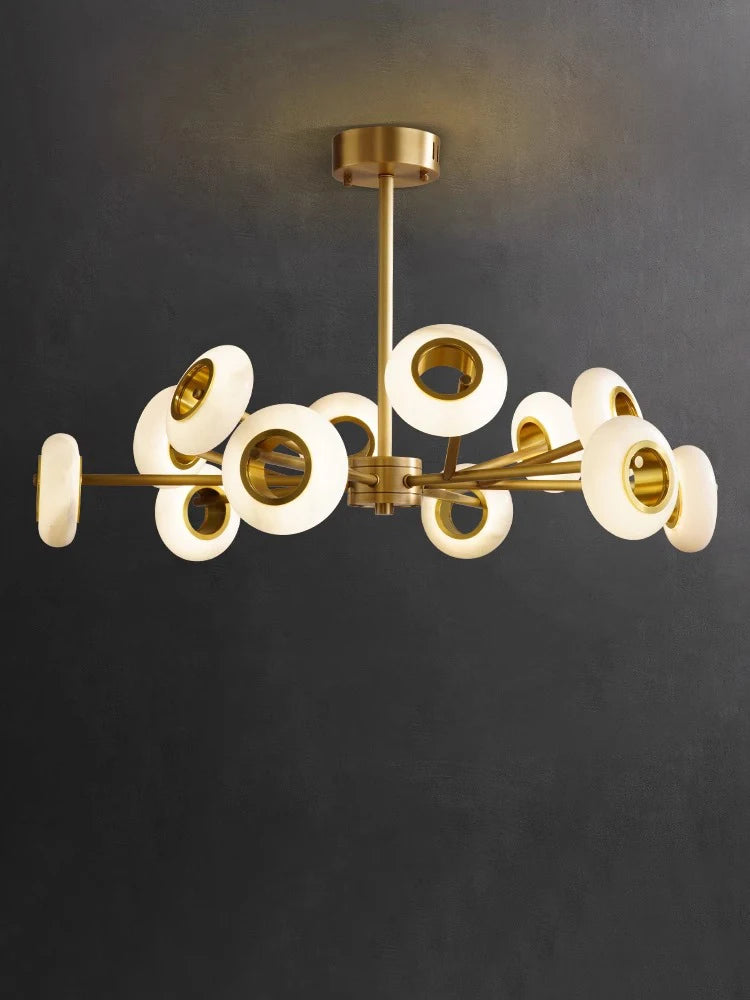 lustre de luxe en marbre à anneaux multiples pour décoration