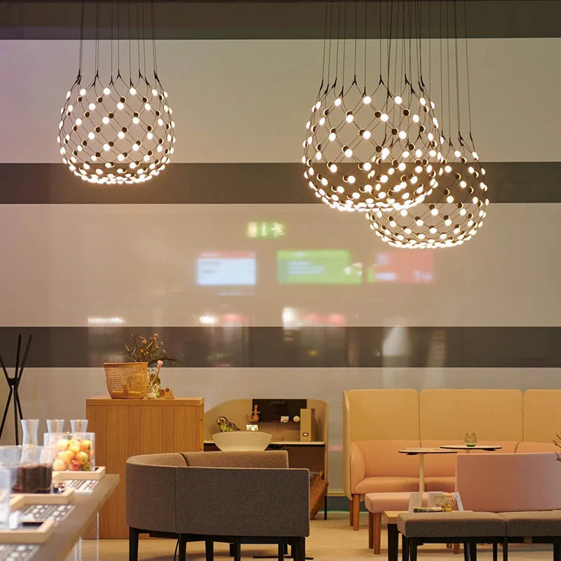 Lustre Designer italien Led nordique noir blanc salle à manger filet de pêche