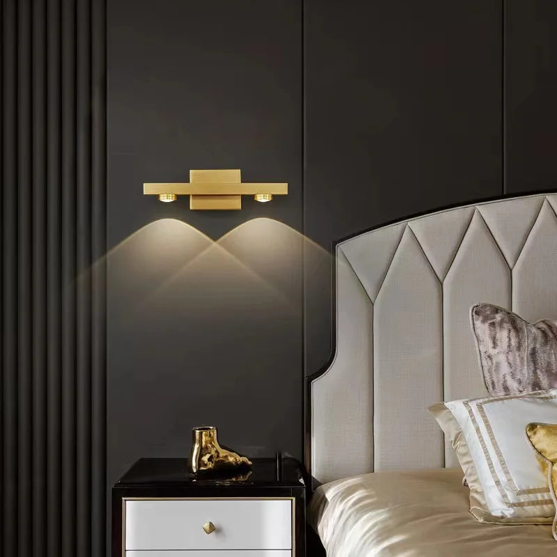 Applique murale moderne miroir LED dorée