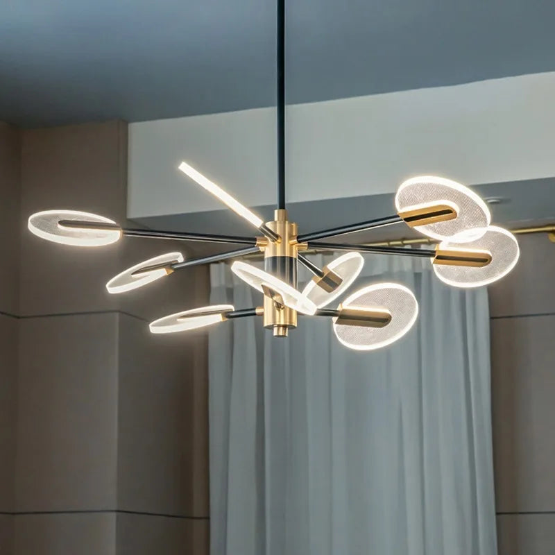 lustre nordique en fer avec led rotative créative