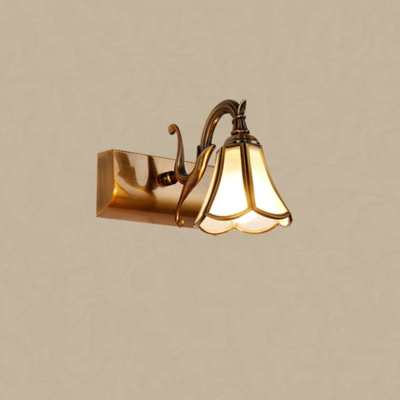 applique murale miroir tête unique verre rétro bronze décoration européenne
