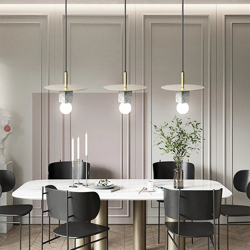 lustre en marbre naturel de luxe lumière led créative