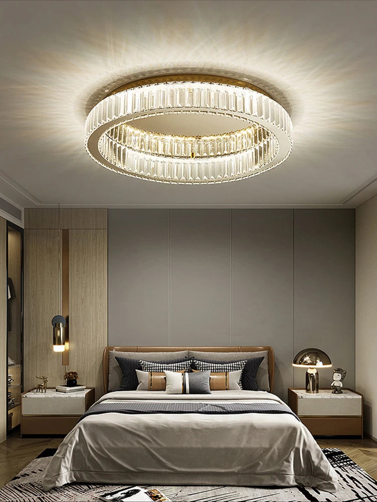 lustre en or et argent avec led dimmable rond