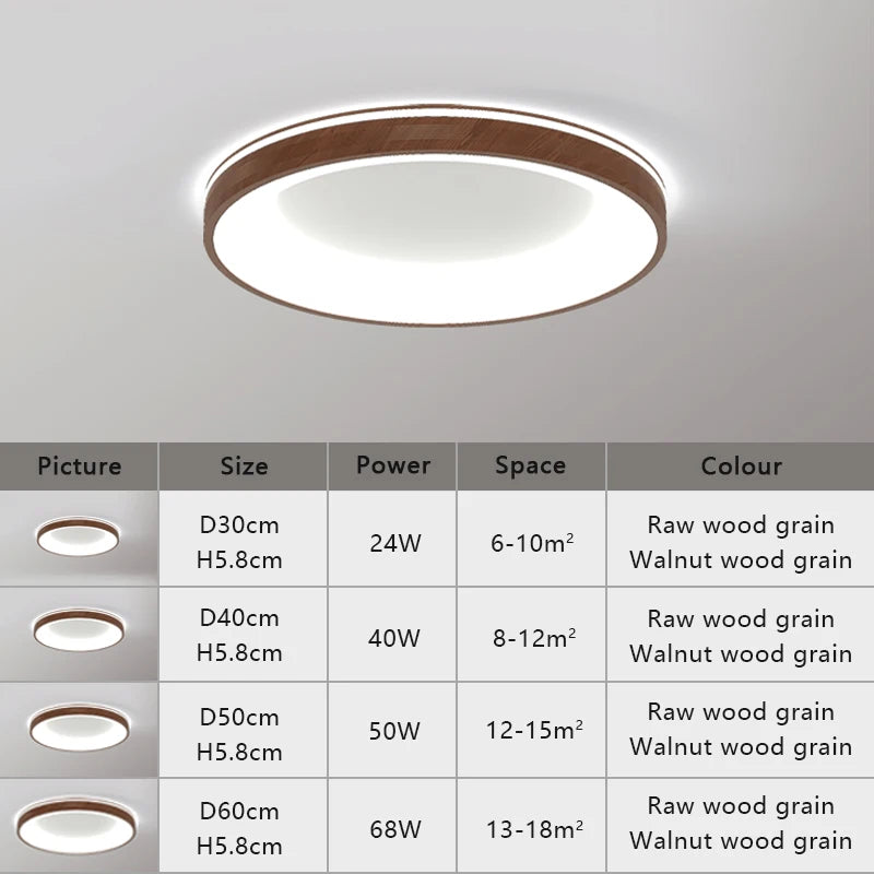 plafonnier led circulaire grain de bois design moderne minimaliste grande taille