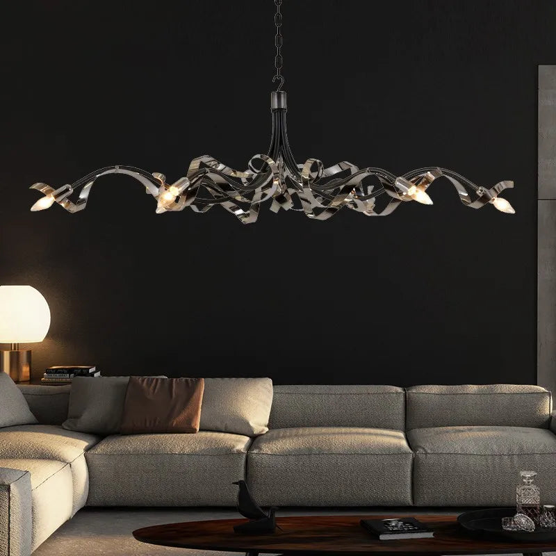 lustre postmoderne de luxe en acier inoxydable simple et personnalisé