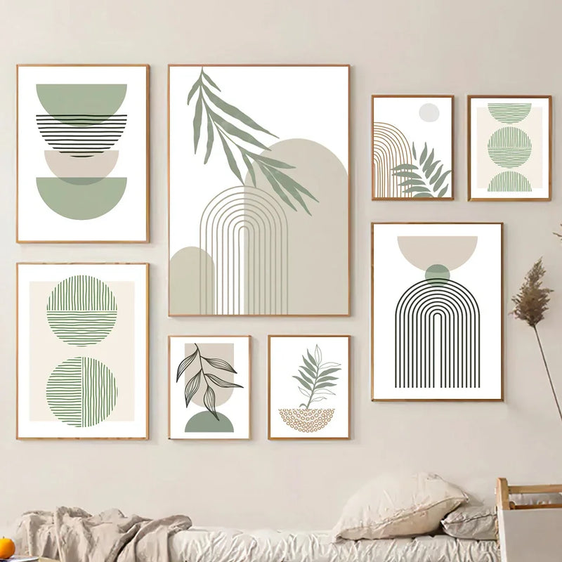 art mural géométrique abstrait boho moderne pour décoration intérieure