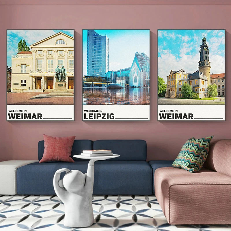affiche de sites touristiques célèbres en villes allemandes