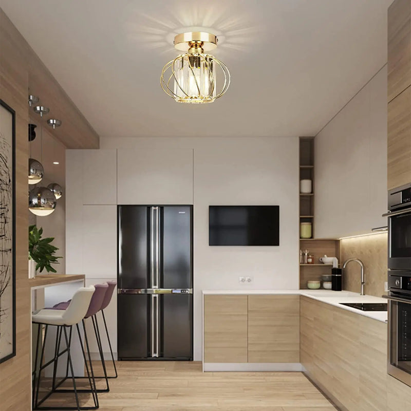 plafonnier moderne en cristal avec éclairage industriel led